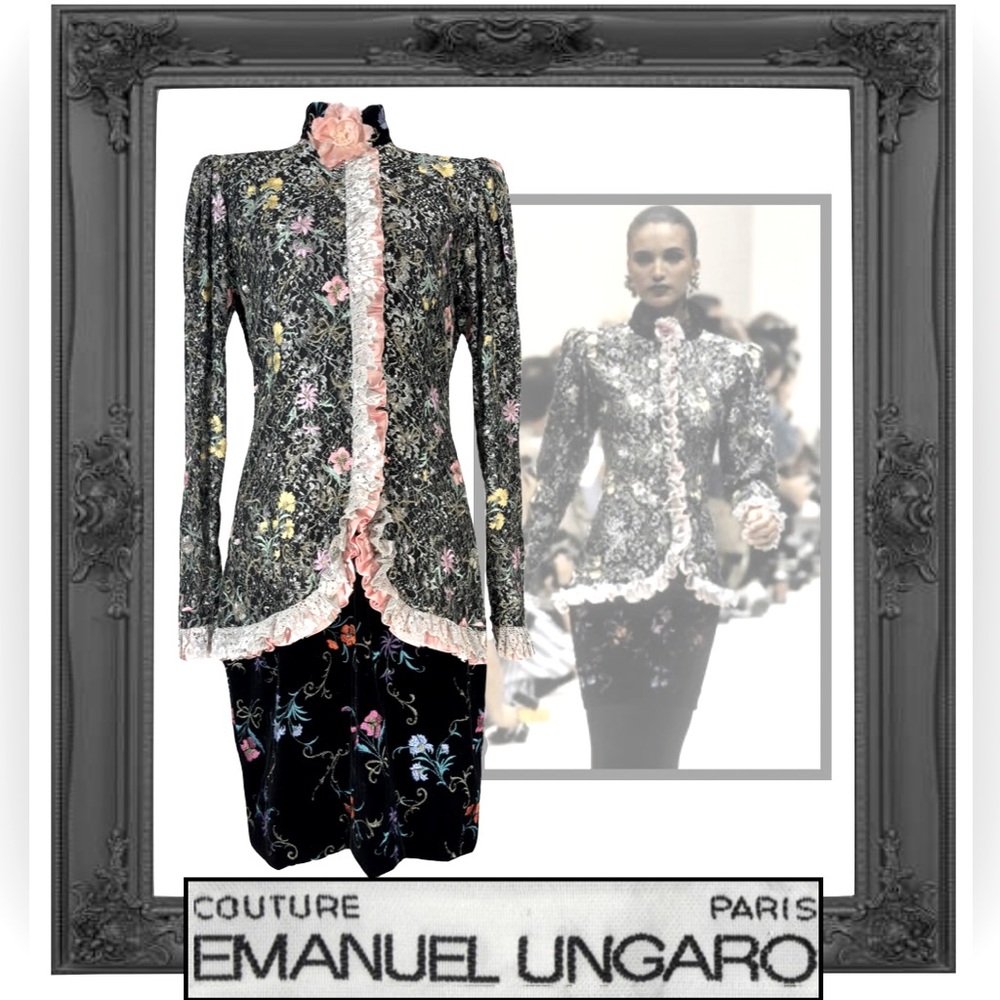 Emanuel Ungaro Vintage Couture Evening Dress Suit (zipper front, one piece)